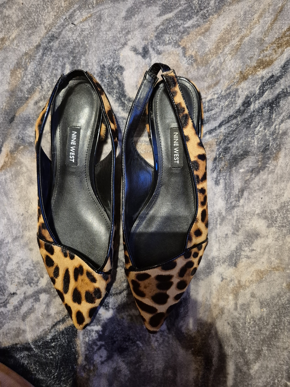Nine West Leopard Print Pointed Toe Slingback Flats - Leopard